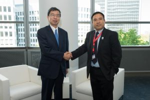 Hon'ble Lyonpo with the ADB President Mr.Takehiko Nakao at the Annual Meeting
